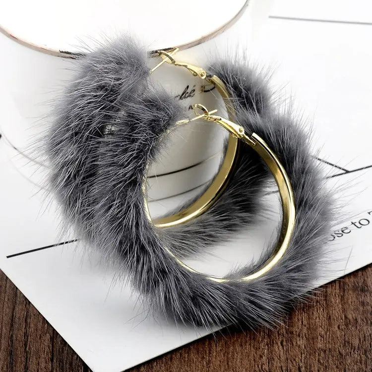 Feather Hoop Earrings - Geometric Metal Earrings for Women RightOn68