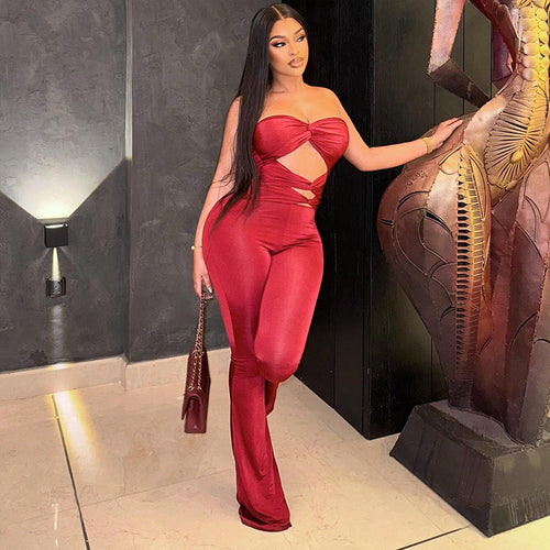 Women's Cutout Backless Knotted Jumpsuit DC-Beyond Borders Collective