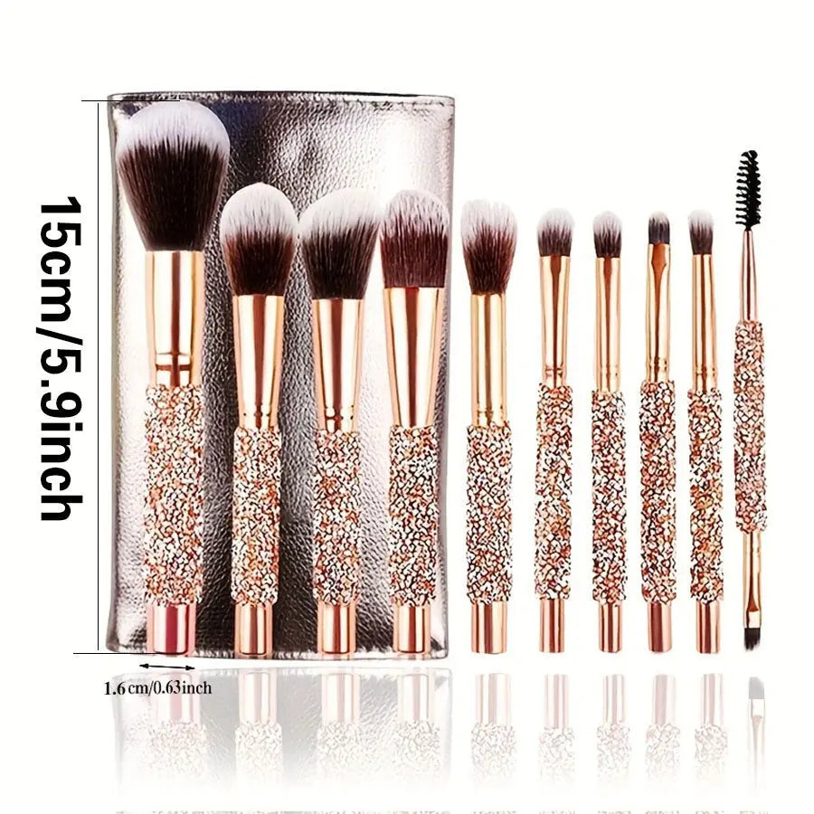 10Pcs Luxury Makeup Brush with Diamond Handle RightOn68
