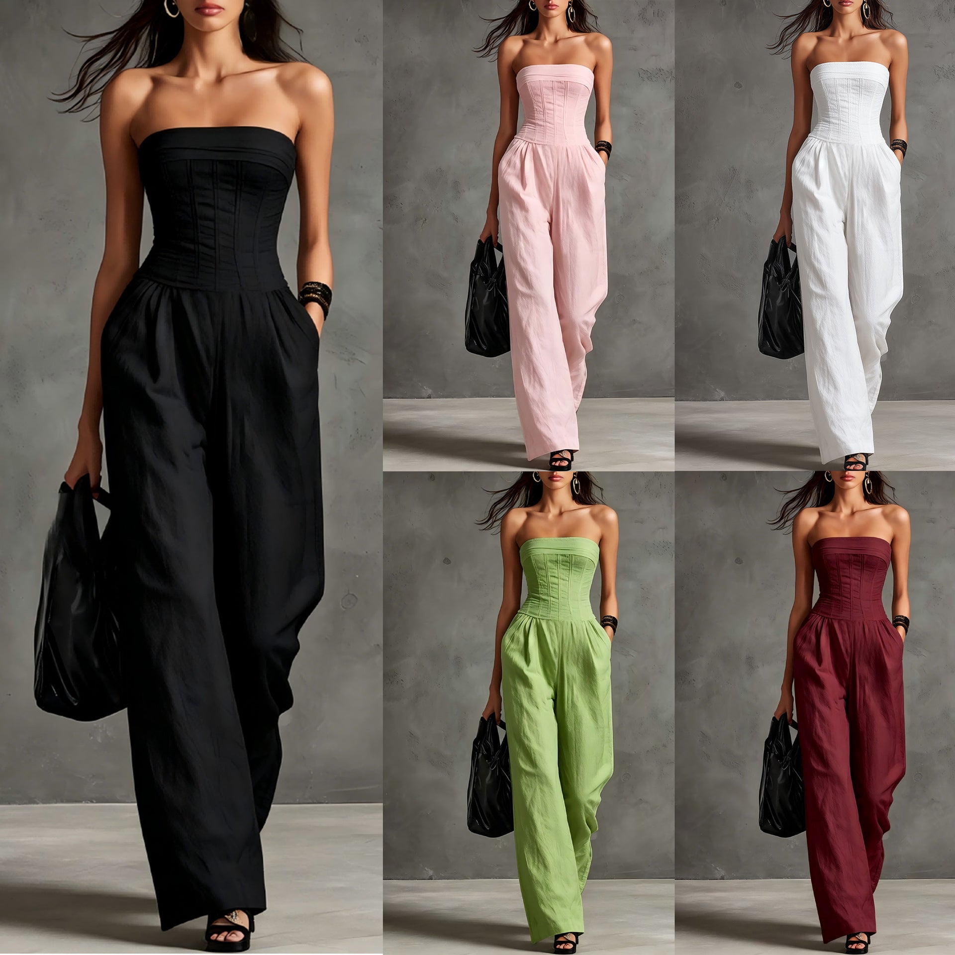 Womens Elegant Solid-color Vintage Jumpsuit DC-Beyond Borders Collective