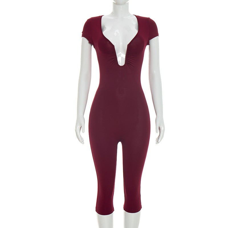 Womens Solid-color Slimming U-neck Jumpsuit DC-Beyond Borders Collective
