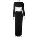 Women's Clothing Autumn Casual Long Sleeves Top Backless Slim Fit Long Skirt Suit DC-Beyond Borders Collective