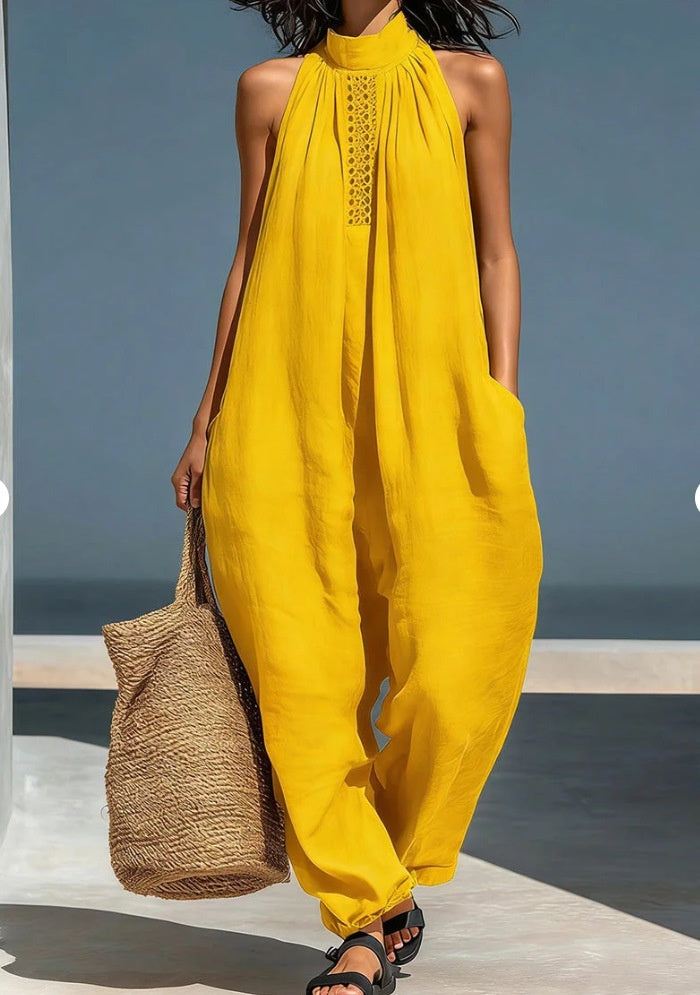 Sleeveless Casual Loose-fit Cotton-linen Wide-leg Jumpsuit DC-Beyond Borders Collective
