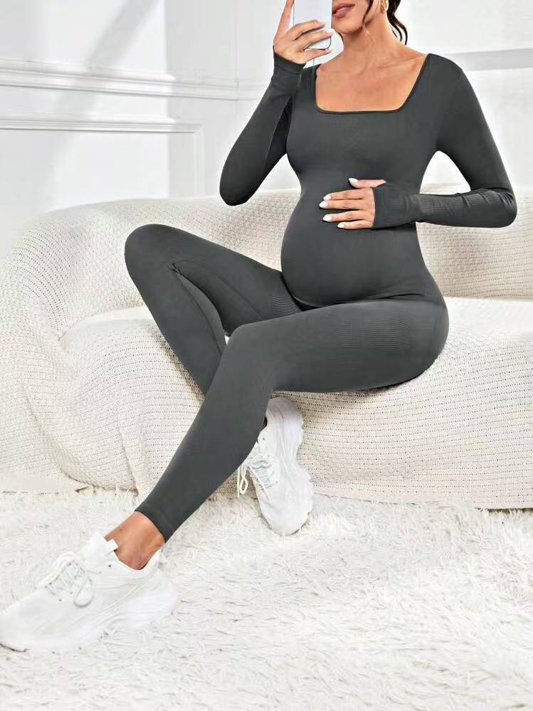 Brocade 6-color Ribbed Maternity Jumpsuit Seamless One-piece DC-Beyond Borders Collective