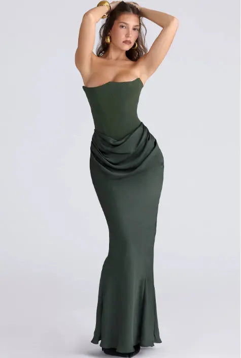 Slim Tube Top Long Dress Sexy Fashion Bandeau Backless Party Evening Dresses For Women Clothing DC-Beyond Borders Collective