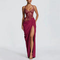 SpringSummer New Halter-Neck Lace-Up Patchwork Dress DC-Beyond Borders Collective
