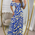 Printed One-line Long Dress RightOn68