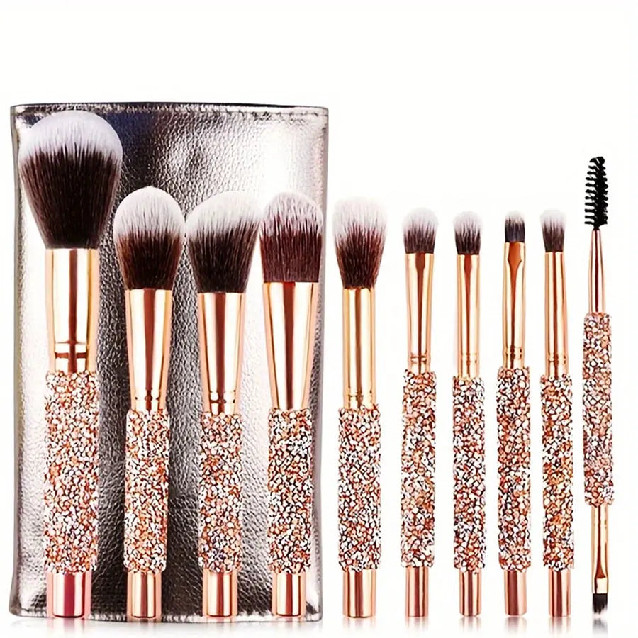 10Pcs Luxury Makeup Brush with Diamond Handle RightOn68