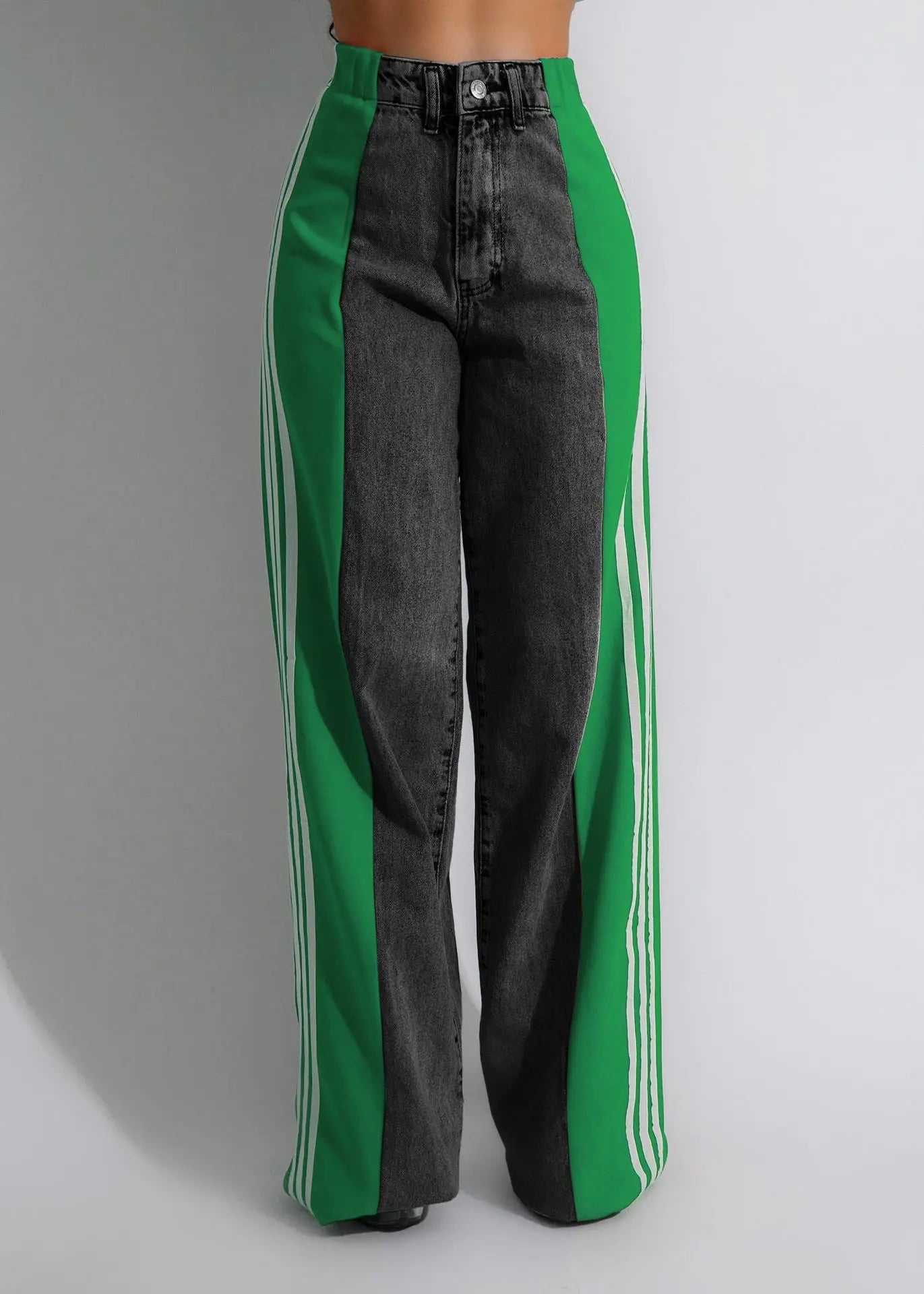 Three Stripe Denim Wide Leg Pants RightOn68