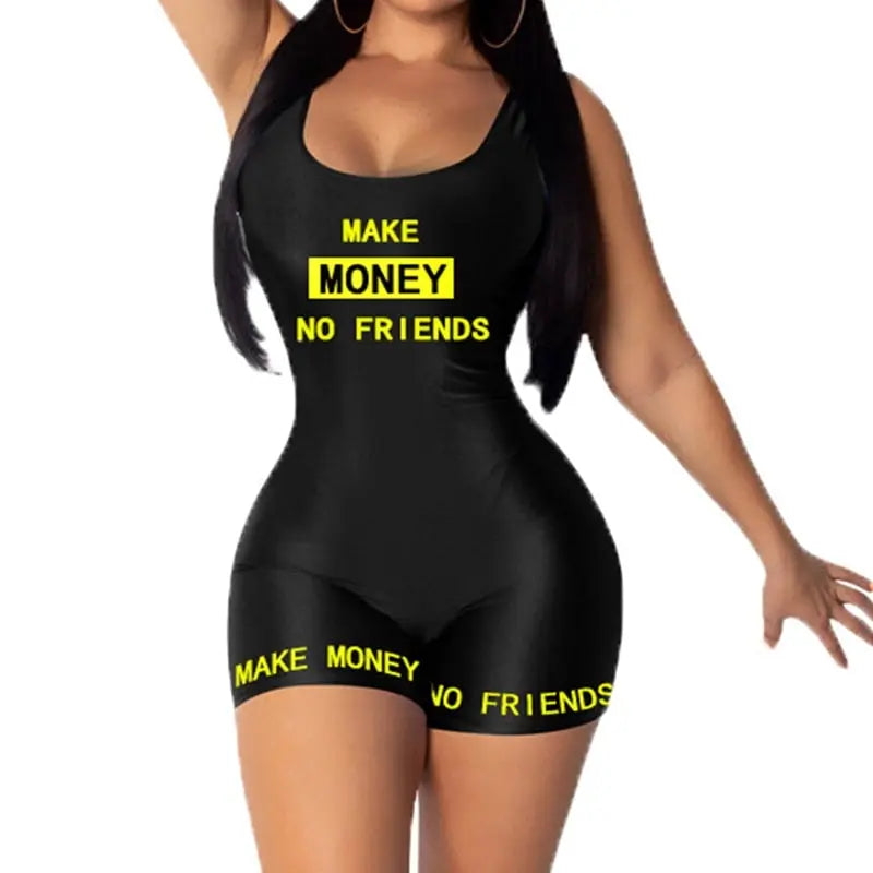 Women Casual Sports Jumpsuit Summer Sleeveless Vest Letter Print Bodysuits Sexy Fitness Fashion Rompers One Piece Outfits RightOn68