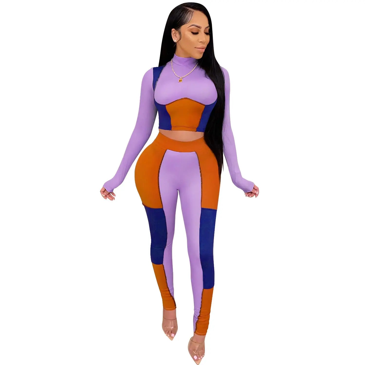 Two Piece Set Color Patchwork Outfits RightOn68