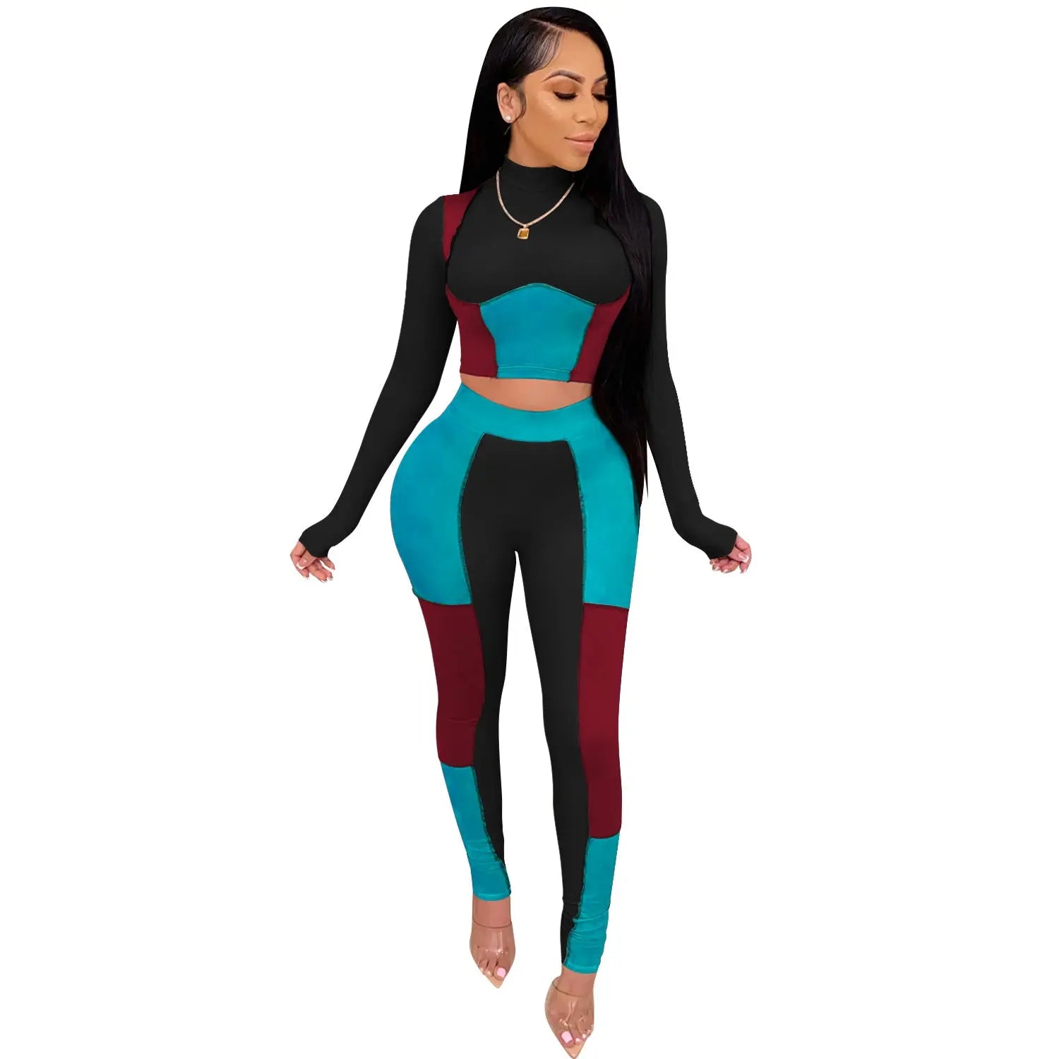 Two Piece Set Color Patchwork Outfits RightOn68