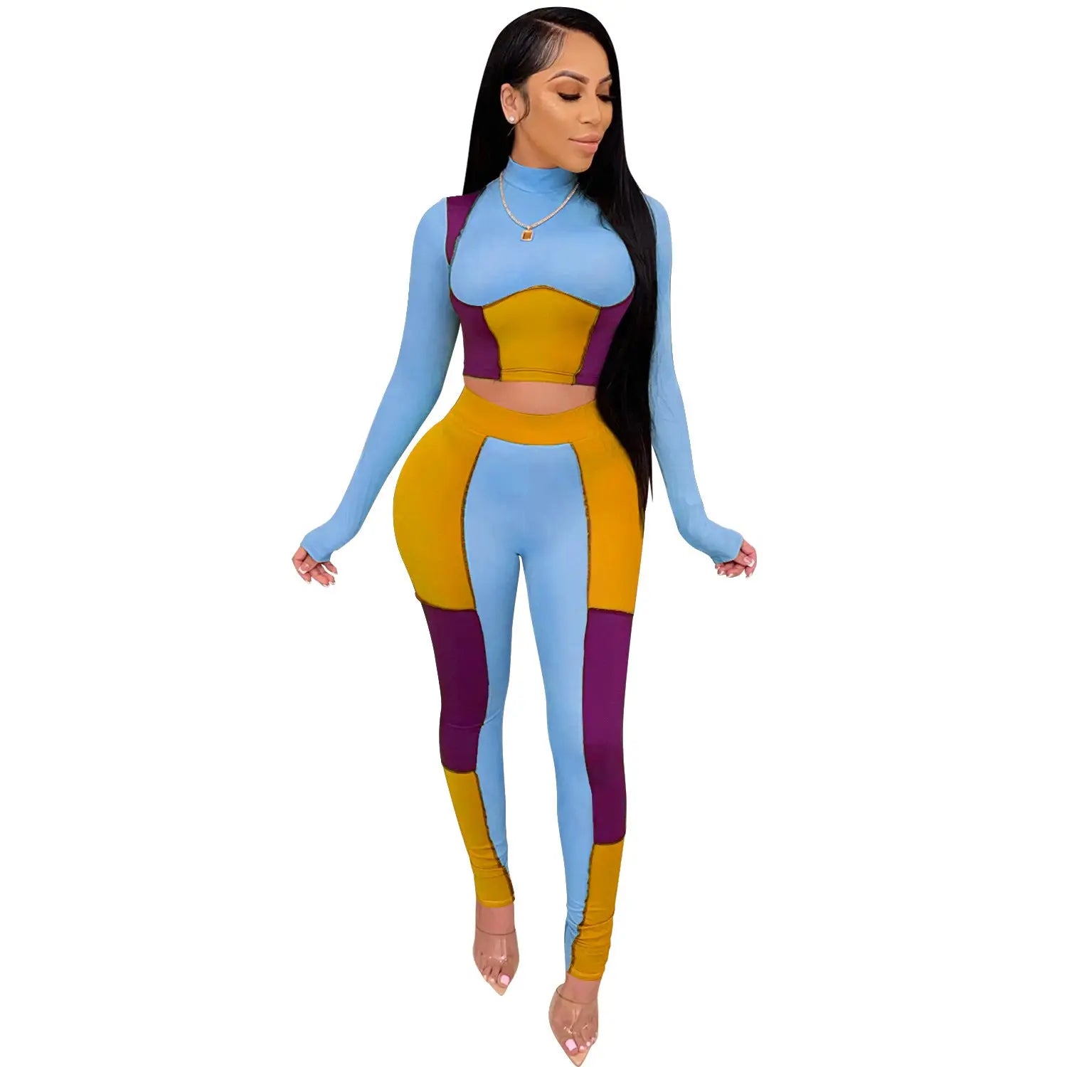 Two Piece Set Color Patchwork Outfits RightOn68