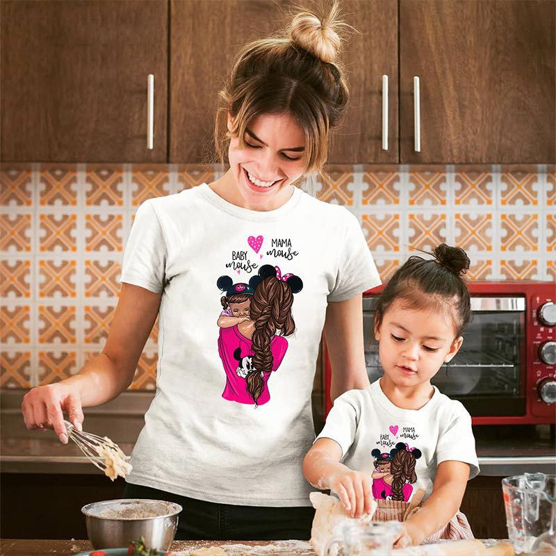Women's And Women's Short-Sleeved t-Shirts Cartoon Mother And Daughter Printing Parent-Child Top DC-Beyond Borders Collective