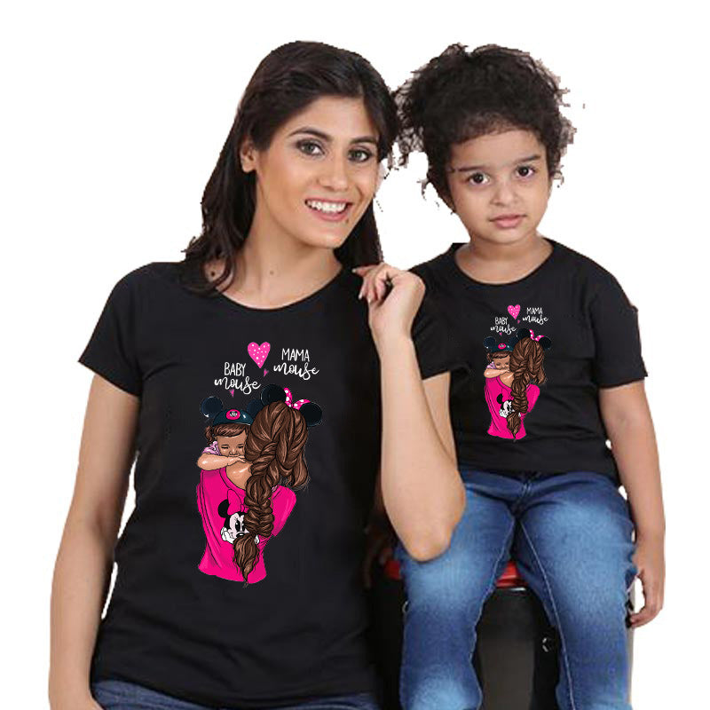 Women's And Women's Short-Sleeved t-Shirts Cartoon Mother And Daughter Printing Parent-Child Top DC-Beyond Borders Collective