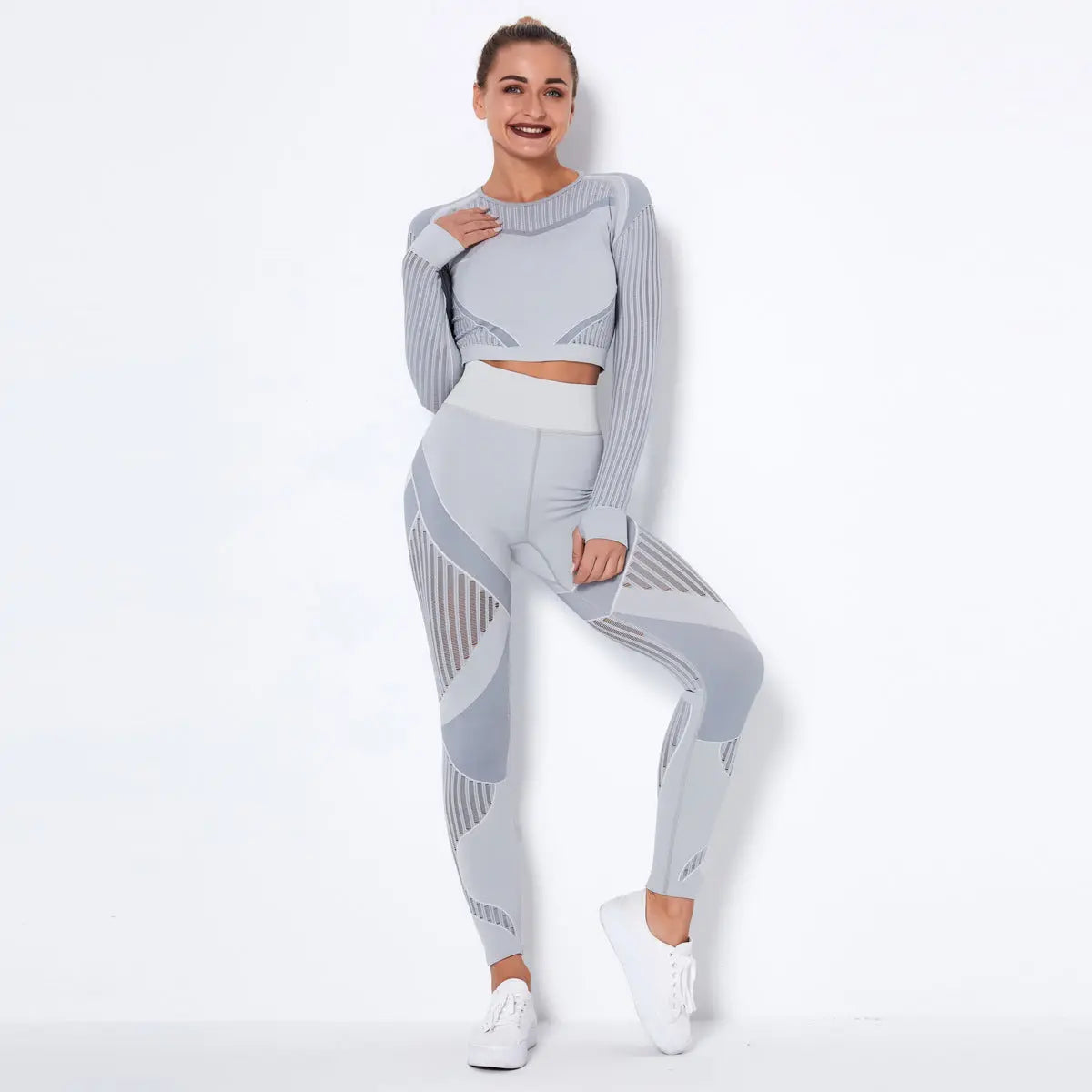 Seamless Knitted Absorbent Yoga Long-Sleeved Suit Yoga Wearsuit RightOn68