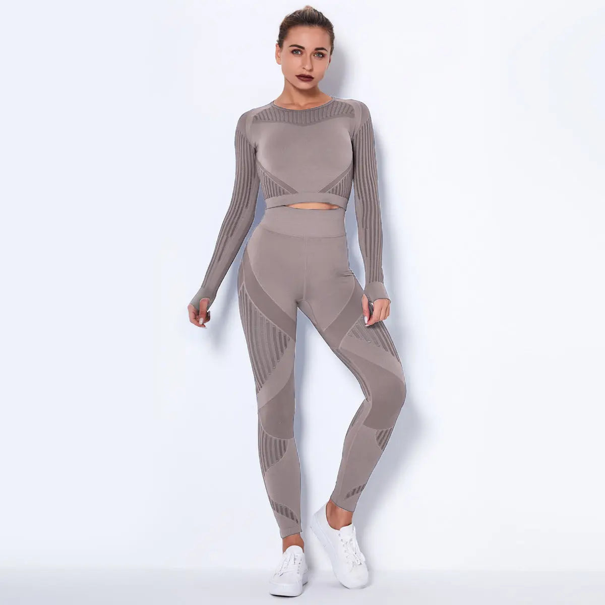 Seamless Knitted Absorbent Yoga Long-Sleeved Suit Yoga Wearsuit RightOn68