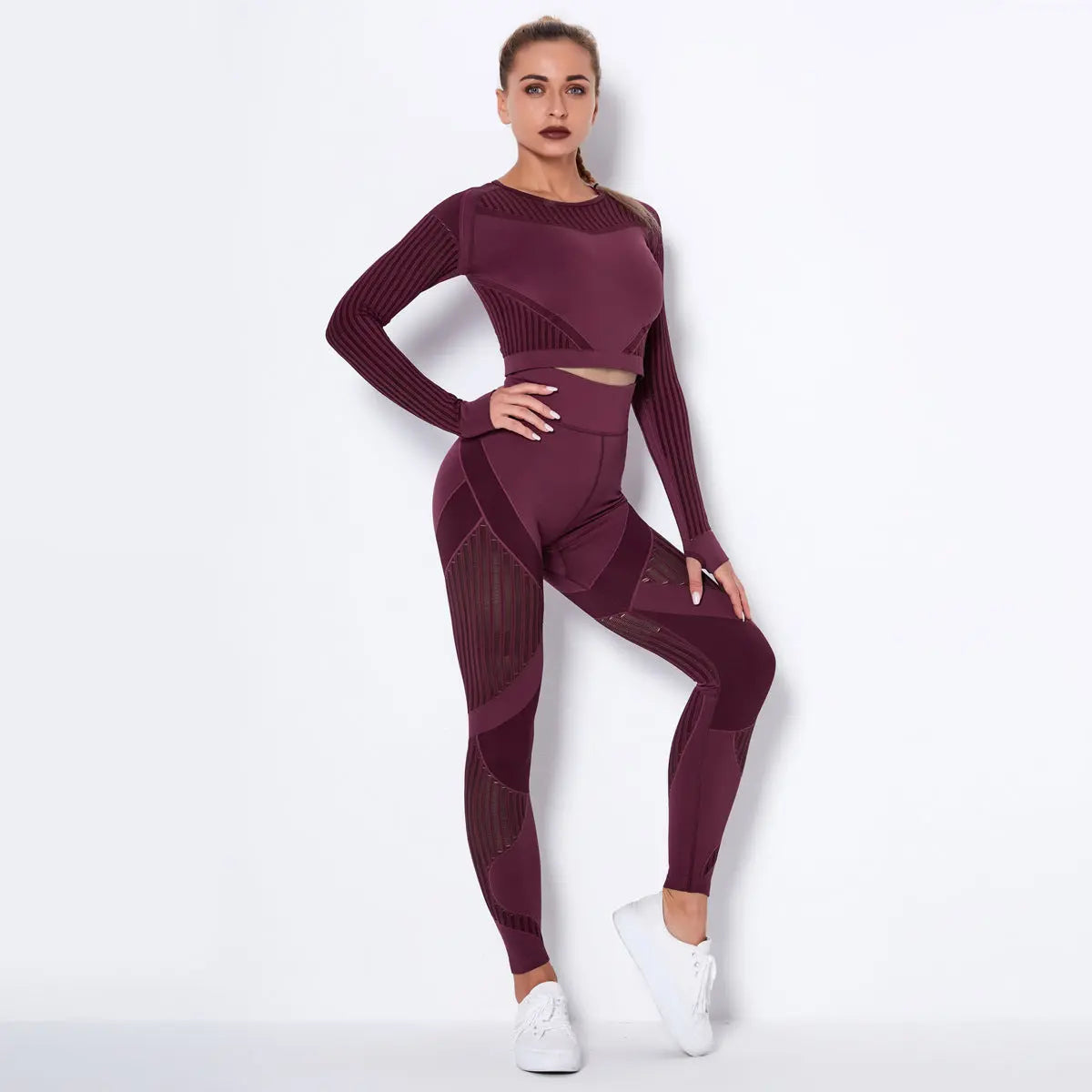Seamless Knitted Absorbent Yoga Long-Sleeved Suit Yoga Wearsuit RightOn68