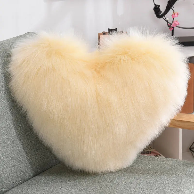 Long Plush Heart Shape Fluffy Cushion Cover RightOn68