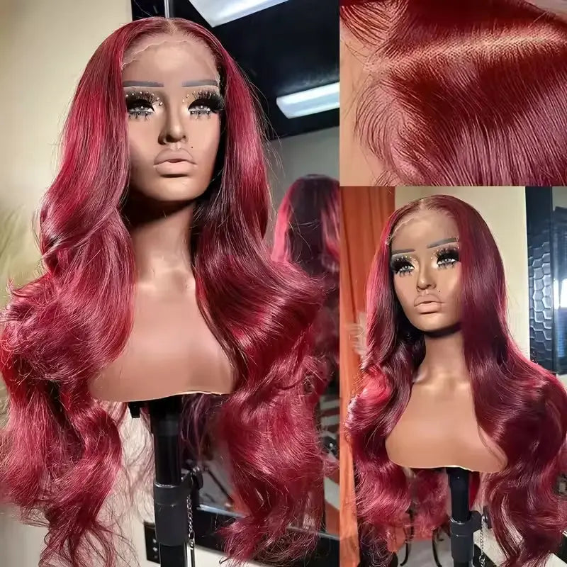 High-Definition Burgundy Lace Hair Wig RightOn68