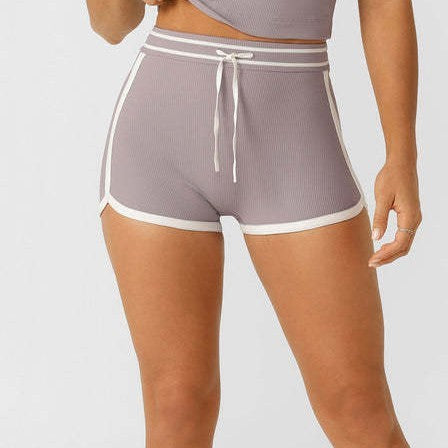 Color-block Nude-effect High-waisted Yoga Shorts For Women DC-Beyond Borders Collective