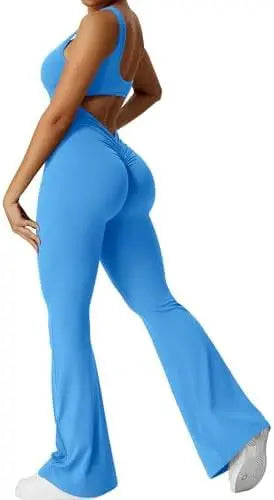 Women Sleeveless Flare Yoga Jumpsuits RightOn68