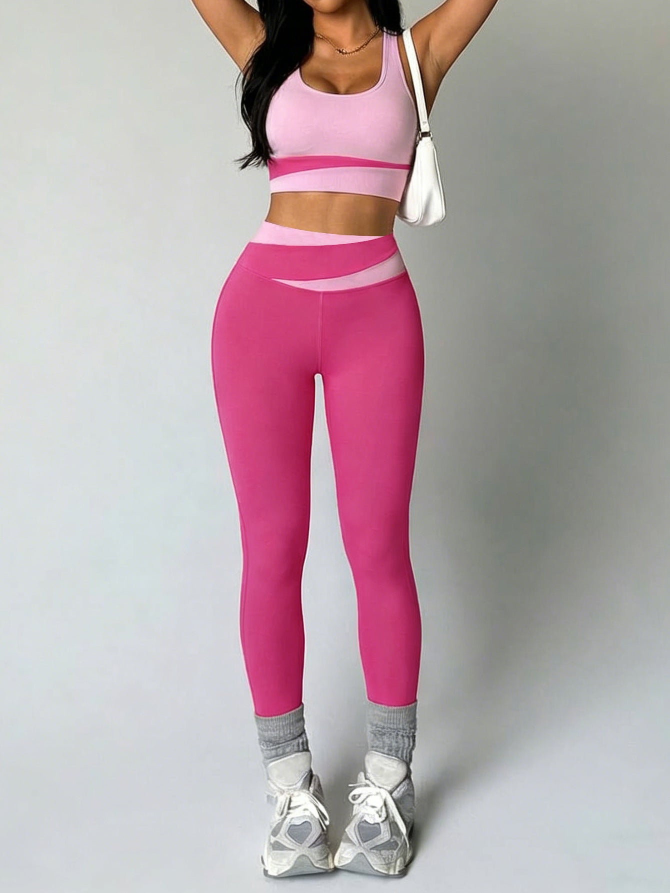 Color-block Vest And High-waisted Yoga Pants Two-piece Set DC-Beyond Borders Collective