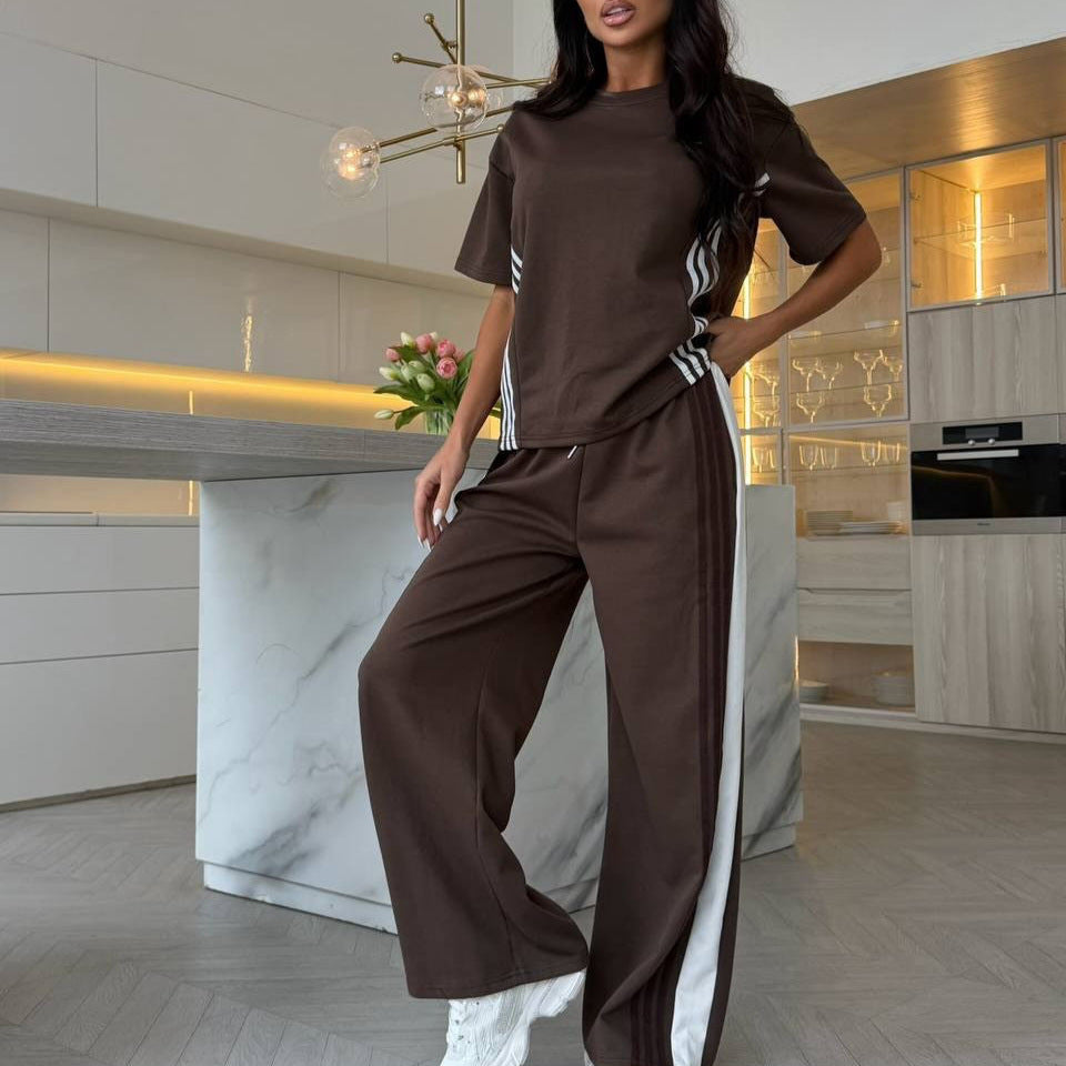 Color-block Side-striped Sports T-shirt And Pants Set DC-Beyond Borders Collective