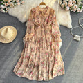 Womens Casual Round-neck Chiffon Dress With Ruffled Trim And Floral Print DC-Beyond Borders Collective