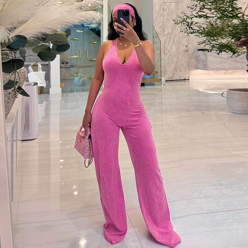 Casual Sporty Fauxwatereffect Openback Flared Jumpsuit DC-Beyond Borders Collective