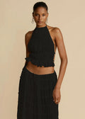 2pcs Women's Dress Suit Sexy Sleeveless Backless Cropped Halter Top And Pleated Long Skirt Beach Clothing DC-Beyond Borders Collective