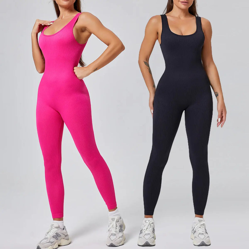 Threaded-knit Tummy-control Butt-lifting Form-fitting Breathable U-neck Bodysuit RightOn68
