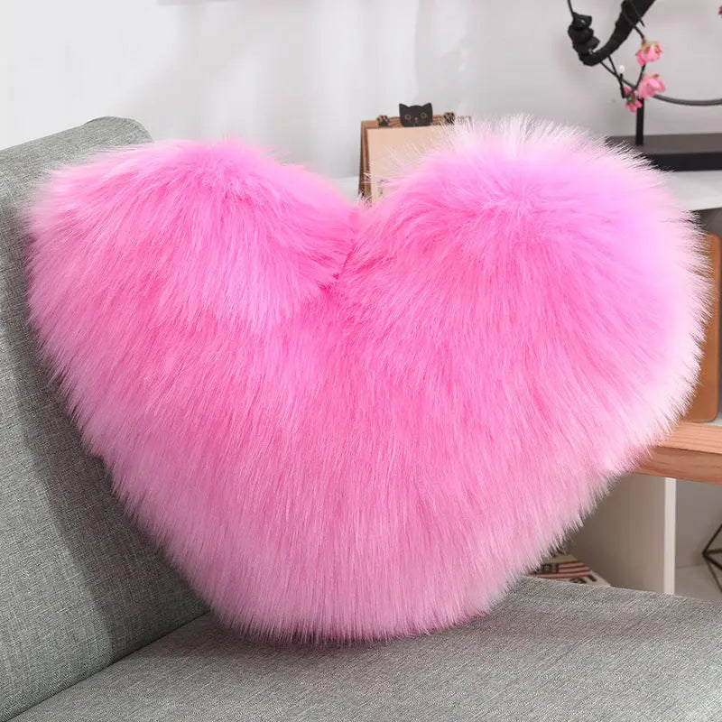 Long Plush Heart Shape Fluffy Cushion Cover RightOn68