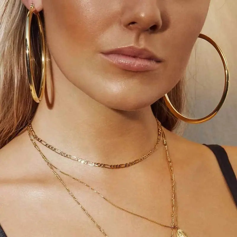 Large Hoop Earrings - Simple Alloy Hoops in Gold & Silver RightOn68