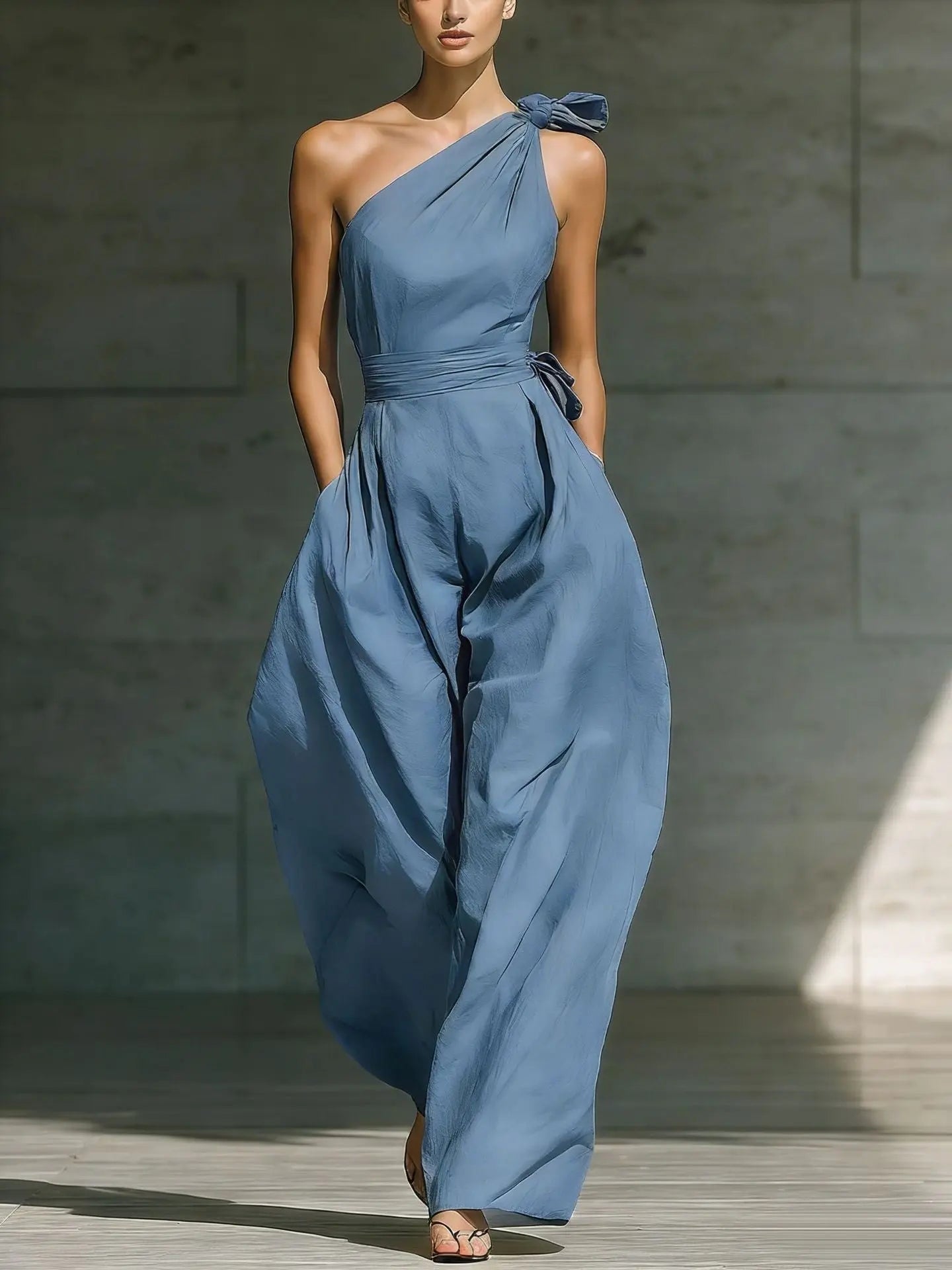 Loose-Fitting Sleeveless Off-Shoulder Belted Jumpsuit DC-Beyond Borders Collective