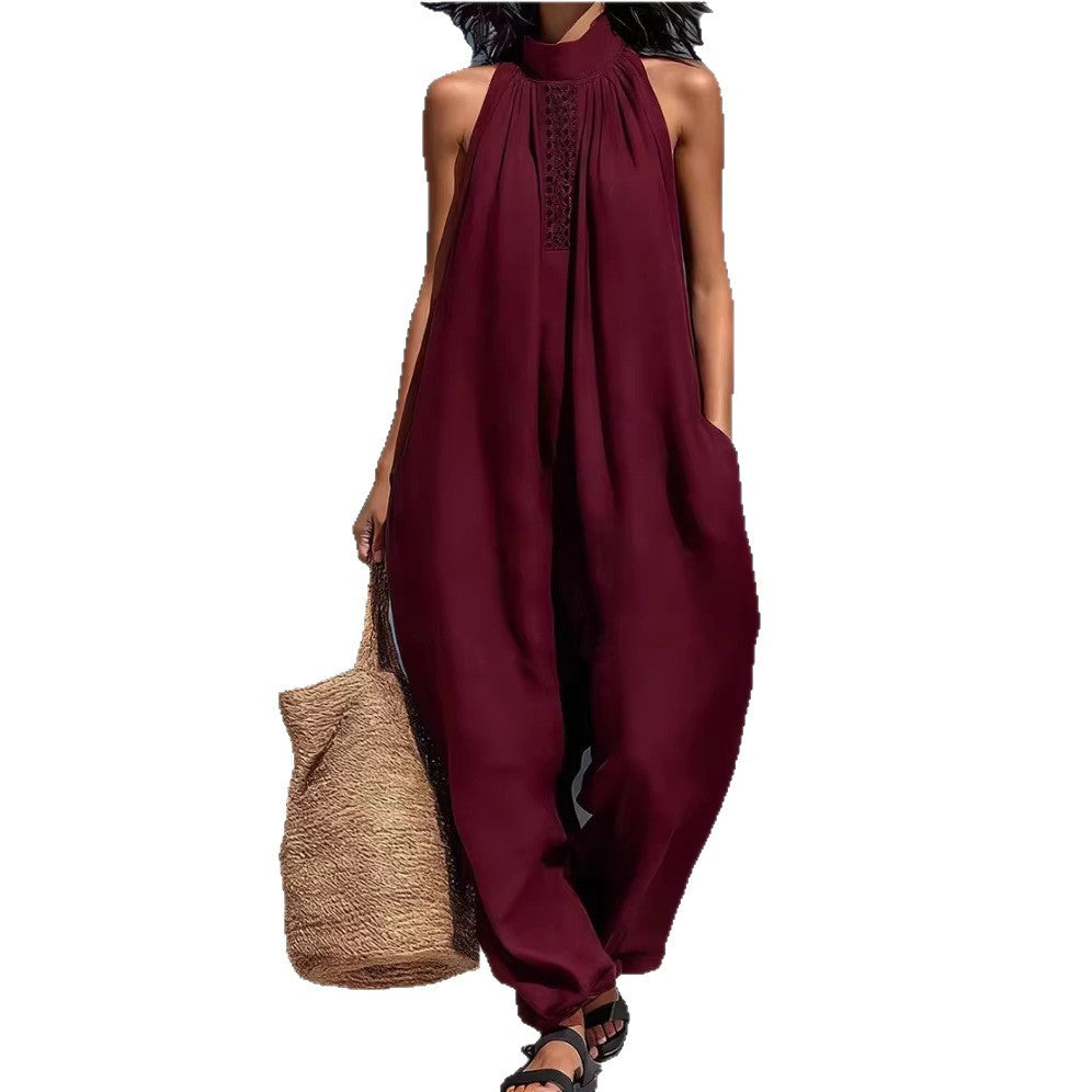 Sleeveless Casual Loose-fit Cotton-linen Wide-leg Jumpsuit DC-Beyond Borders Collective