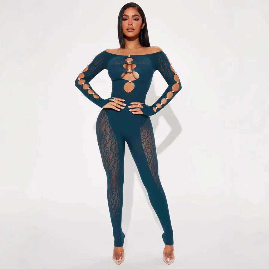 Womens Leopard-Print Off-Shoulder High-Waist Tight Plus-Size Yoga Pants Seamless Jumpsuit For Women DC-Beyond Borders Collective