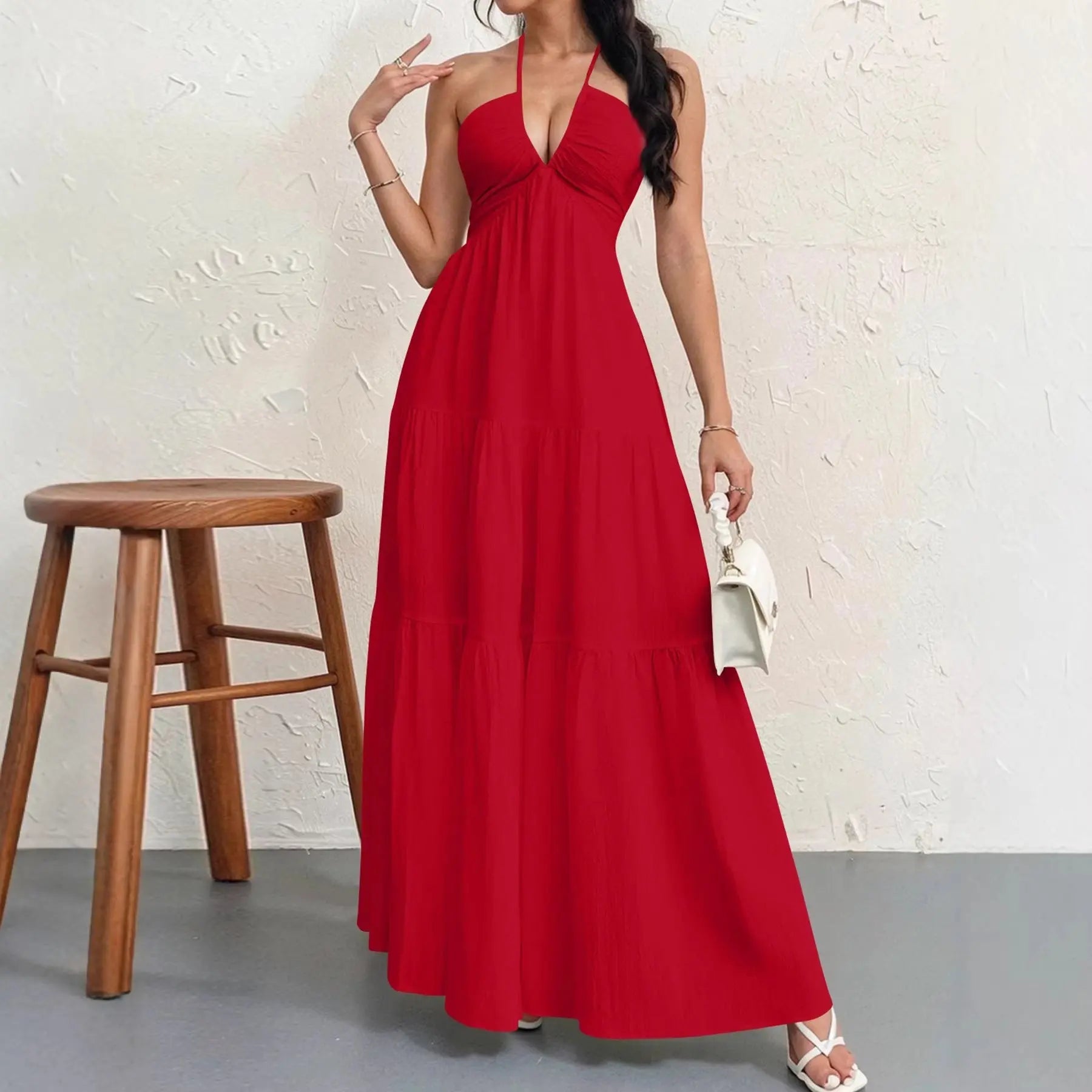 Womens Backless Halterneck Dress - RightOn68