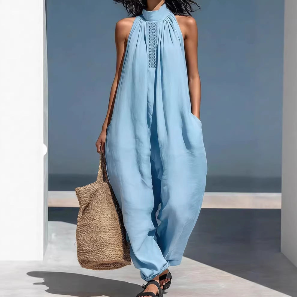 Sleeveless Casual Loose-fit Cotton-linen Wide-leg Jumpsuit DC-Beyond Borders Collective