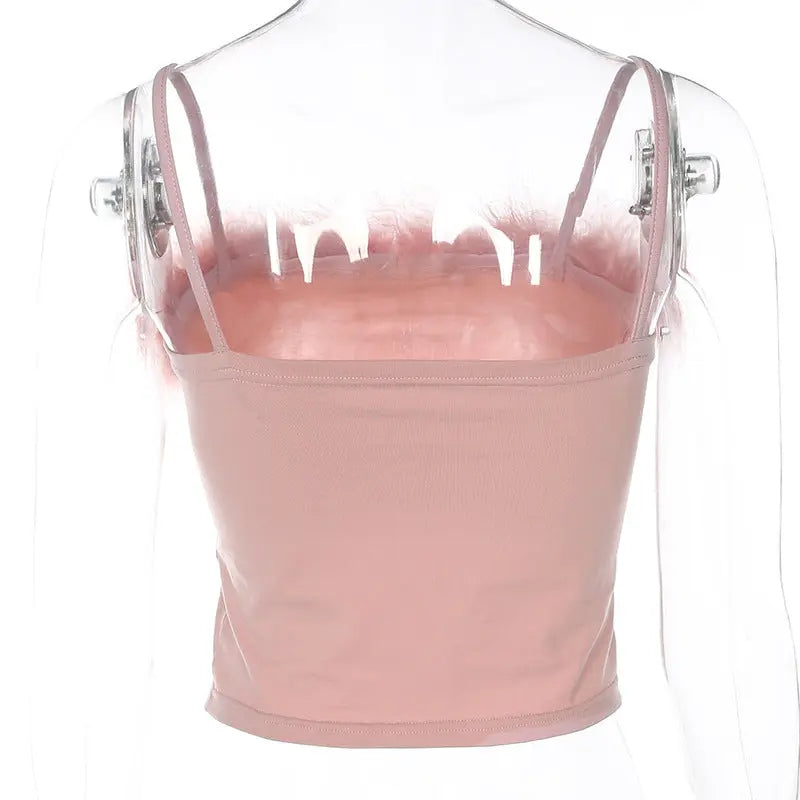 Furry Backless Top - Sexy Halter Crop Top for Women RightOn68