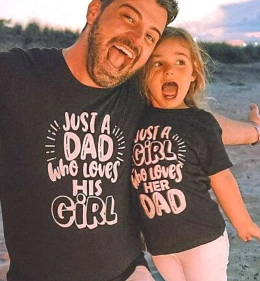 Just A Dad Who Loves His Girl Parent-child T-shirt DC-Beyond Borders Collective