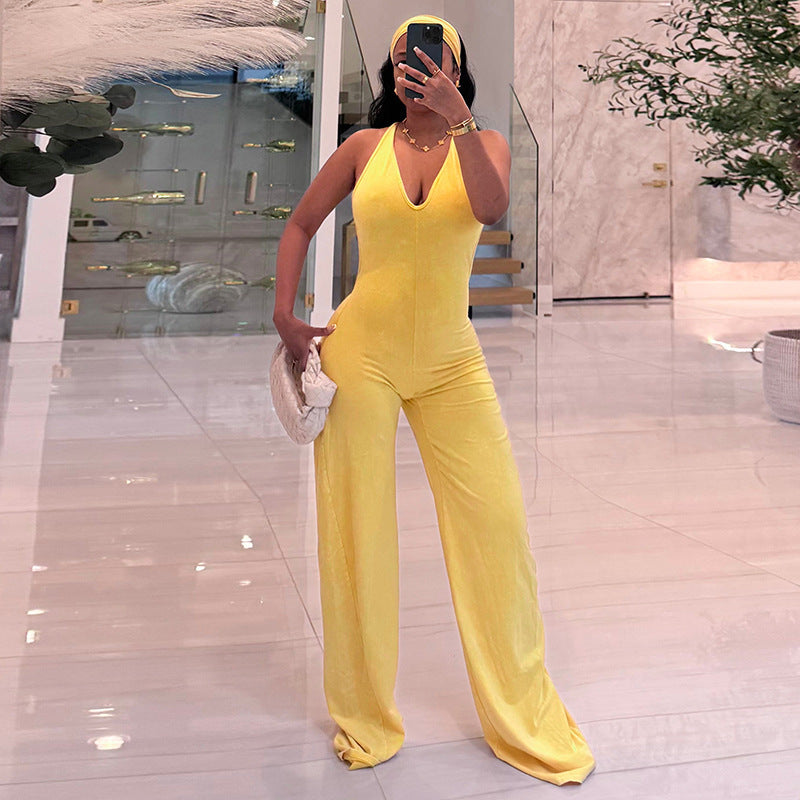 Casual Sporty Fauxwatereffect Openback Flared Jumpsuit DC-Beyond Borders Collective