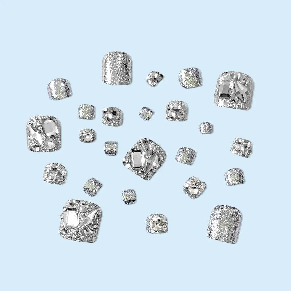 Silver Full Diamond Toe Nails RightOn68