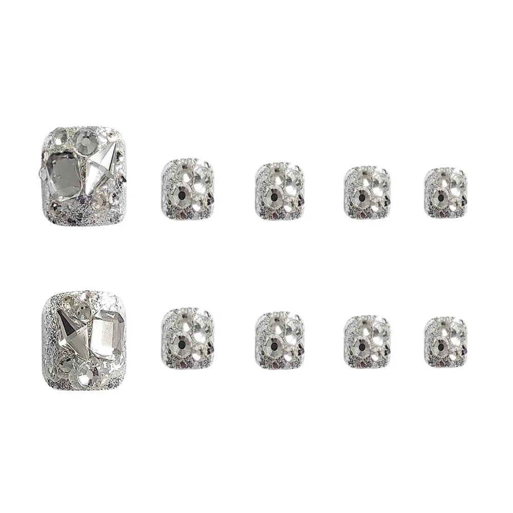 Silver Full Diamond Toe Nails RightOn68
