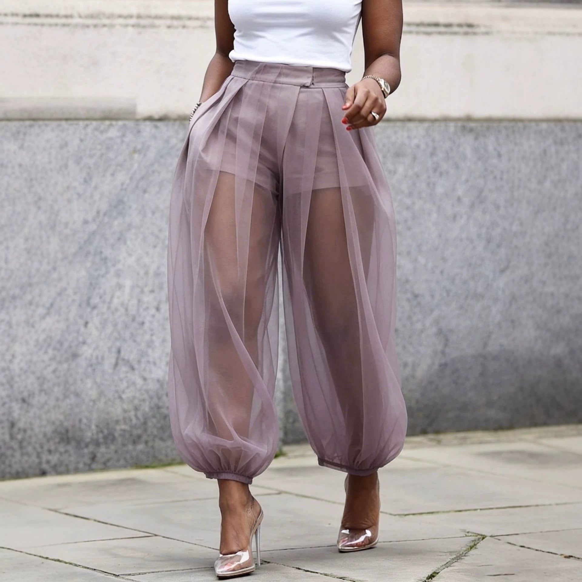 Summer New Semi Transparent Mesh Solid Color Bloomers DC-Beyond Borders Collective