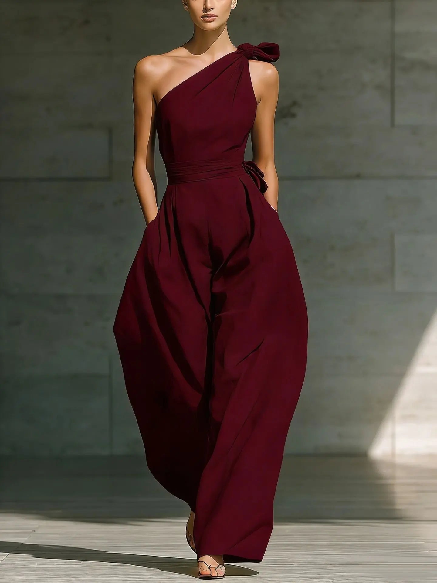 Loose-Fitting Sleeveless Off-Shoulder Belted Jumpsuit DC-Beyond Borders Collective