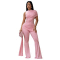 Sexy Crew-Neck Pleated Ribbon Jumpsuit DC-Beyond Borders Collective