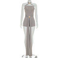 Women's Cross-Neck Halter Backless Jumpsuit With Metal Buckles DC-Beyond Borders Collective