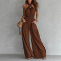 Womens Slim-fit Backless Sleeveless Wide-leg Jumpsuit DC-Beyond Borders Collective
