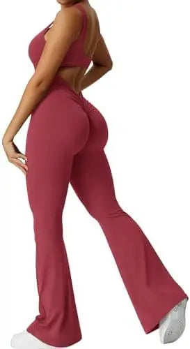 Women Sleeveless Flare Yoga Jumpsuits RightOn68